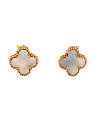 Pre-Owned Van Cleef & Arpels Vintage Alhambra Earrings 18K Gold and Mother of Pearl