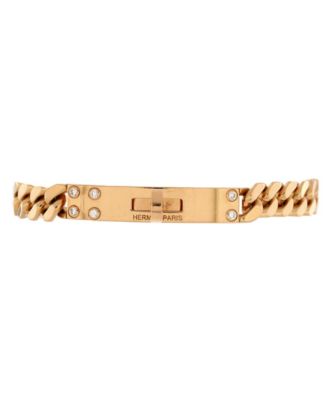 Pre-Owned HERMÈS - Very Small Kelly Gourmette Bracelet 18K Rose Gold with Diamonds