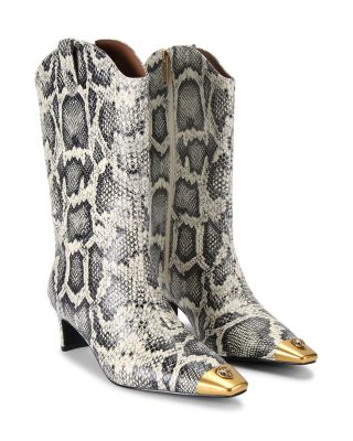 KURT GEIGER LONDON - Women's Regent Snip Toe High Heel Snake Embossed Boots