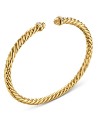 Cablespira Flex&reg; Bracelet in 18K Yellow Gold with Gold Domes and Diamonds, 4mm