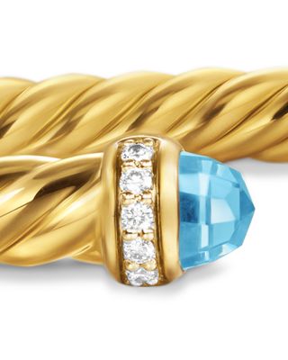 Cablespira Flex&reg; Bracelet in 18K Yellow Gold with Blue Topaz and Diamonds, 4mm