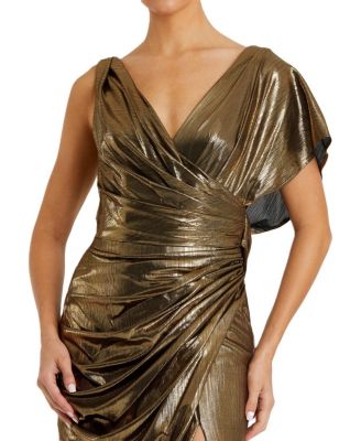 Asymmetrical Draped Trumpet Gown