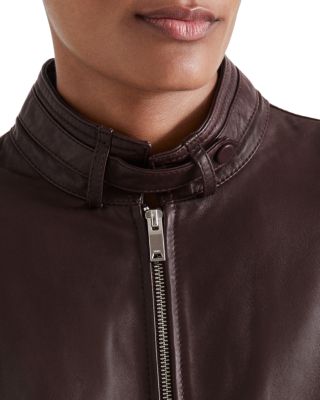 REISS Dru Leather Bomber Jacket | Bloomingdale's