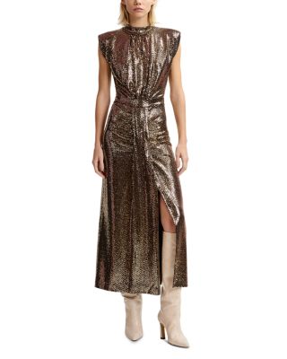 green emerald velvet dress Essentiel Antwerp Hissouri Black sheer crochet lace maxi dress – Think  Bubbles main image 1