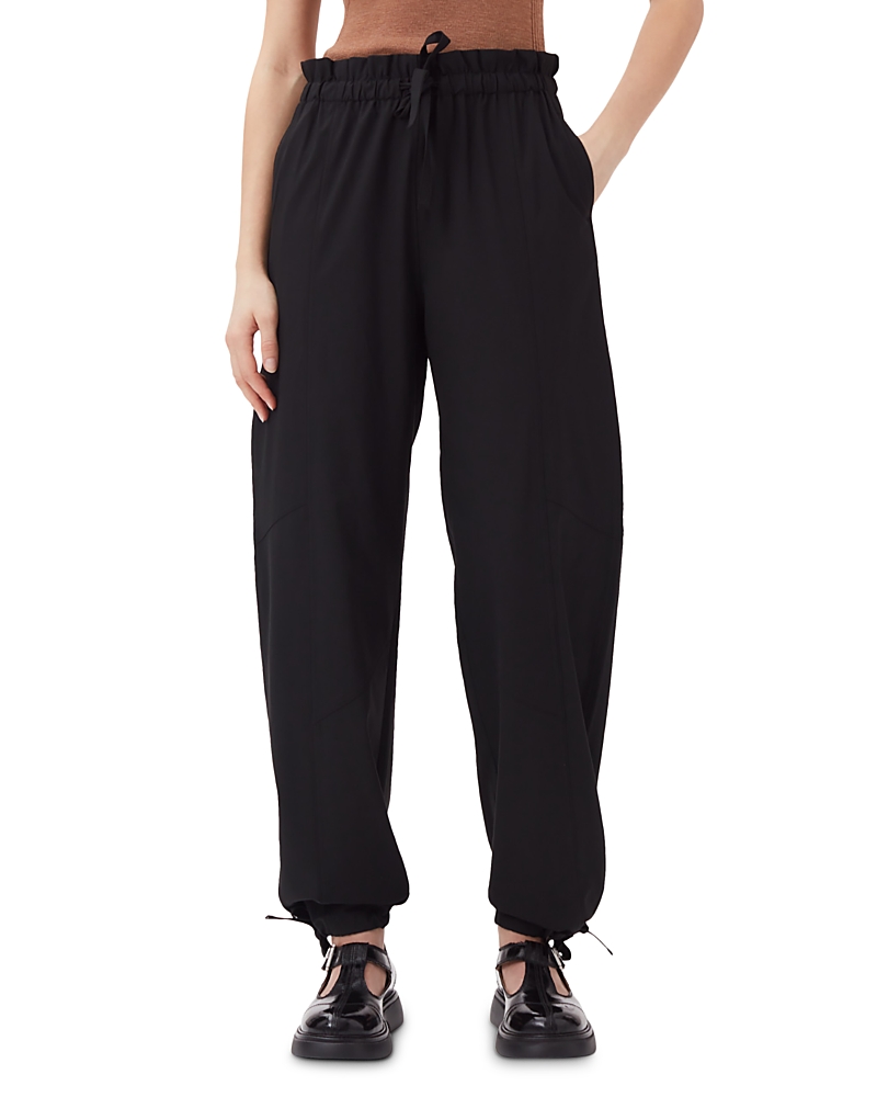 Ganni Viscose Paperbag Pants In Black