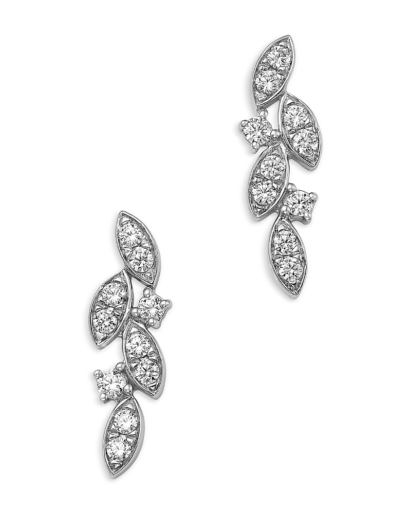 Bloomingdale's Fine Collection Diamond Leaf Drop Earrings In 14k White Gold, 0.34 Ct. T. W. In White
