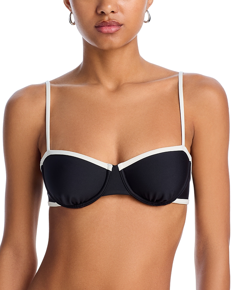 Solid & Striped The Jordana Bikini Top In Noir
