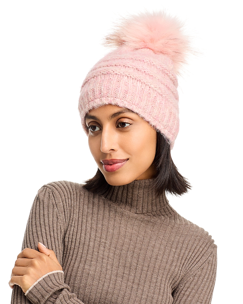 Kyi Kyi Pom Pom Knit Hat In Pink