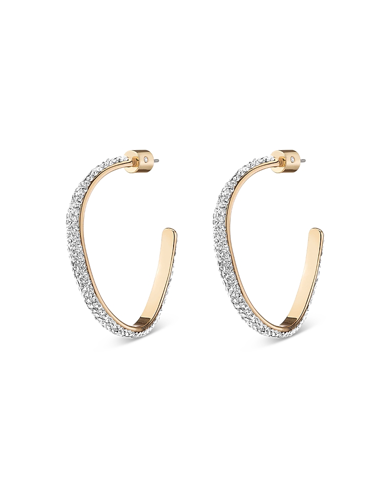 Demarson Mini Calypso Curve Crystal Hoop Earrings In Silver/gold