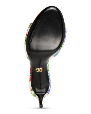 Women&#39;s Crystal Embellished Flower Print High Heel Sandals