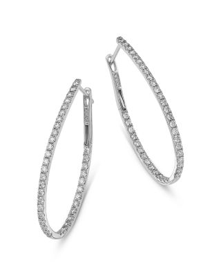 Bloomingdale's Fine Collection - Diamond Inside Out Medium Oval Hoop Earrings in 14K White Gold, 1.50 tcw