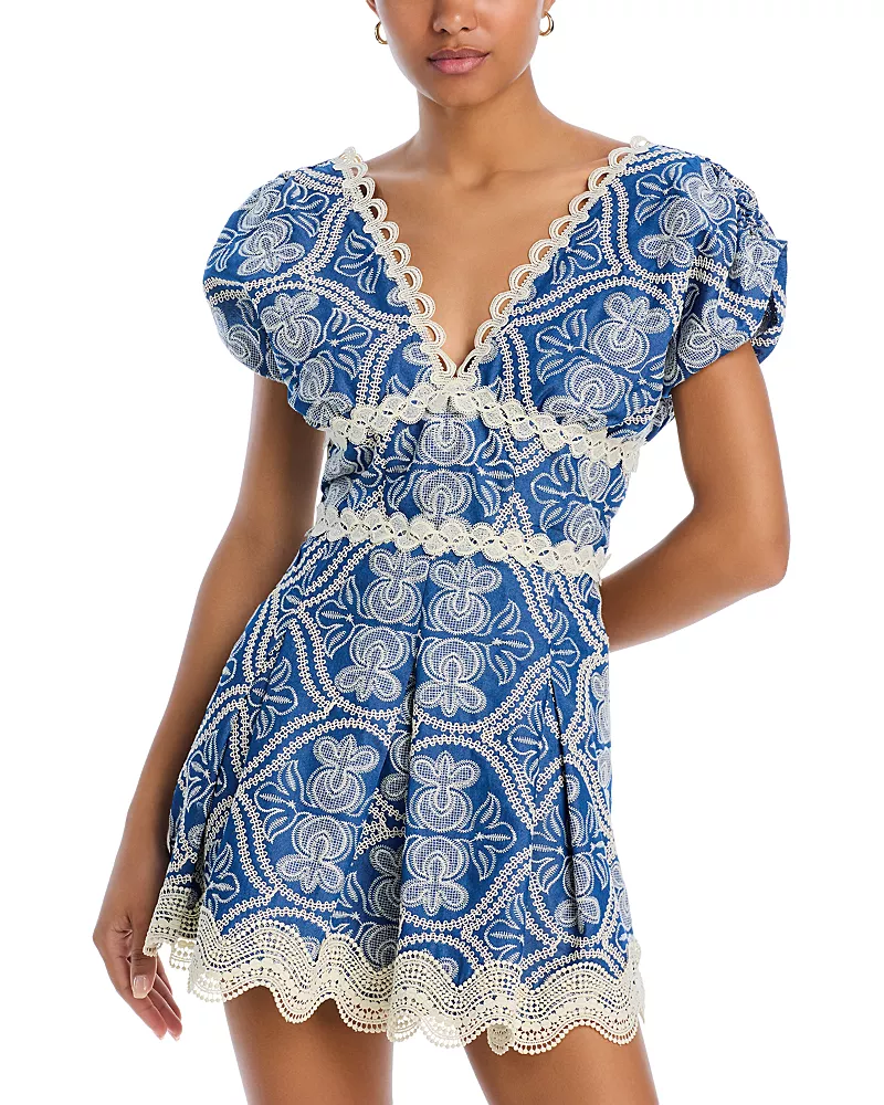 Waimari Cassandra Embroidered Mini Dress