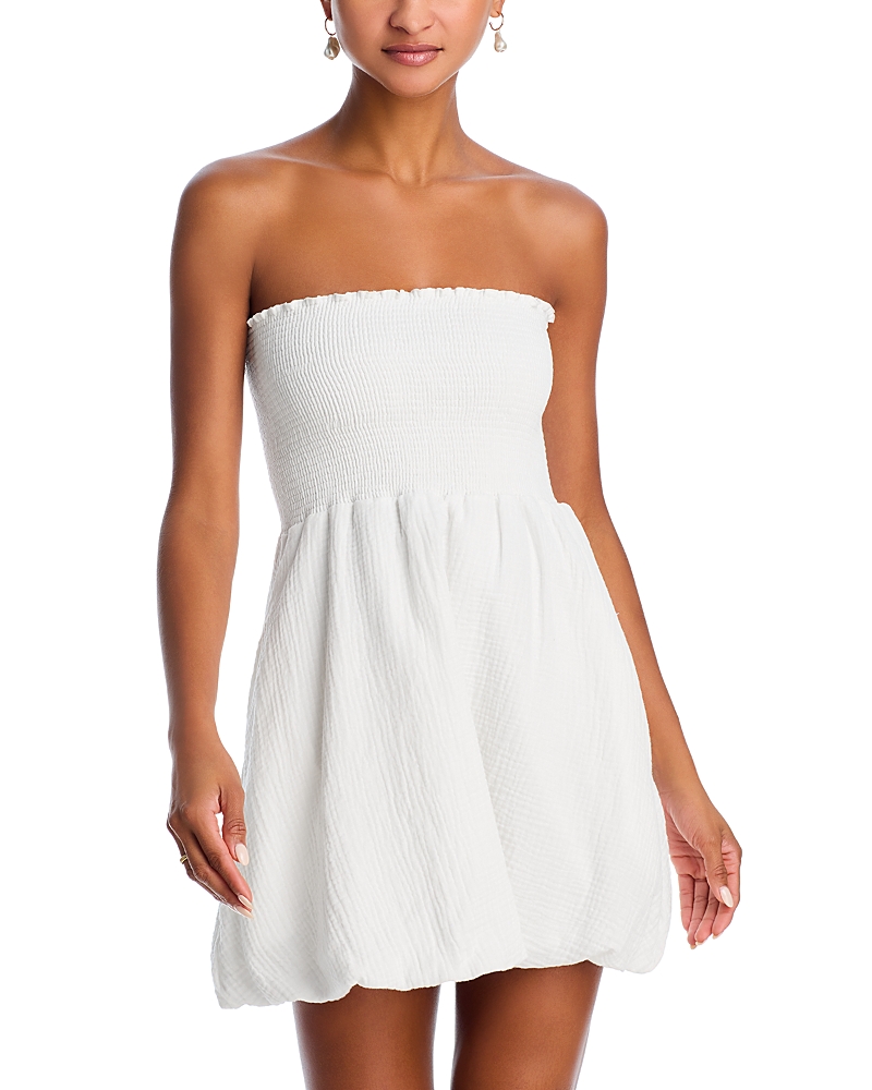 Peixoto Winnie Bubble Swim Cover-up Mini Dress In White Iris
