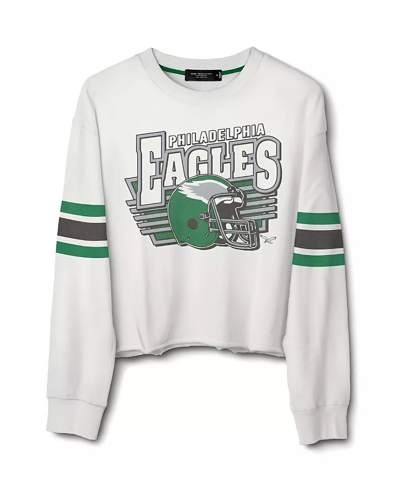 Junk Food Clothing Women's Nfl Philadelphia Eagles Kickoff Crop Crew Fleece Sweatshirt