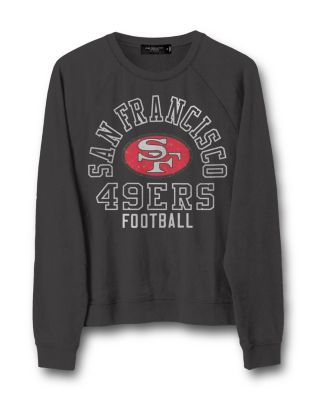  Women's NFL San Francisco 49ers Flocked Raglan Crew Fleece Sweatshirt