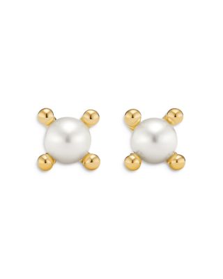 David Yurman Petite Modern Renaissance Pearl Stud Earrings in 18K Yellow Gold, 5.5mm