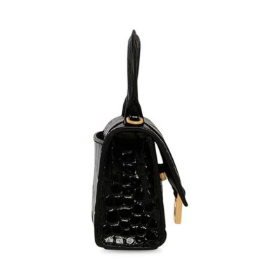 Hourglass Mini Handbag with Chain Crocodile Embossed