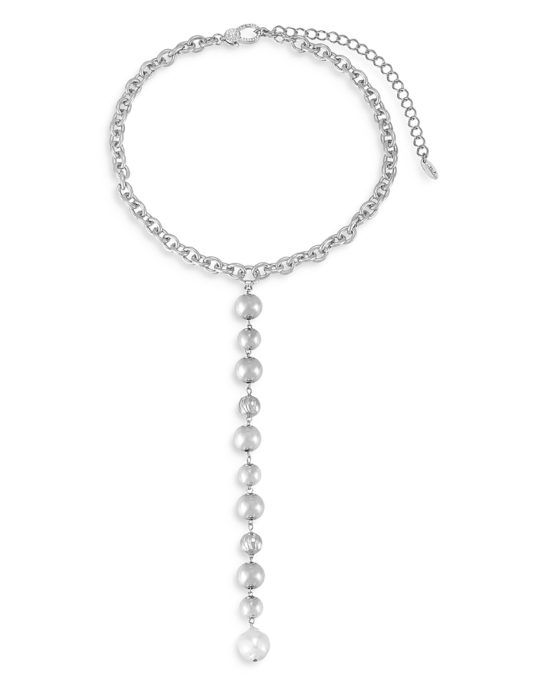 Ettika Silver Plated Deep Drop Lariat Necklace In Silver