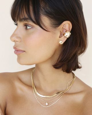 Center Crystal Line Single Chunky Ear Cuff  