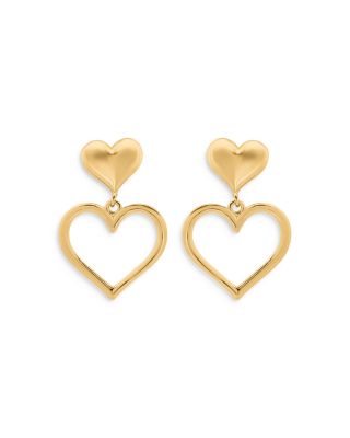 AQUA - Heart Drop Earrings in 18K Gold Plated Sterling Silver - Exclusive