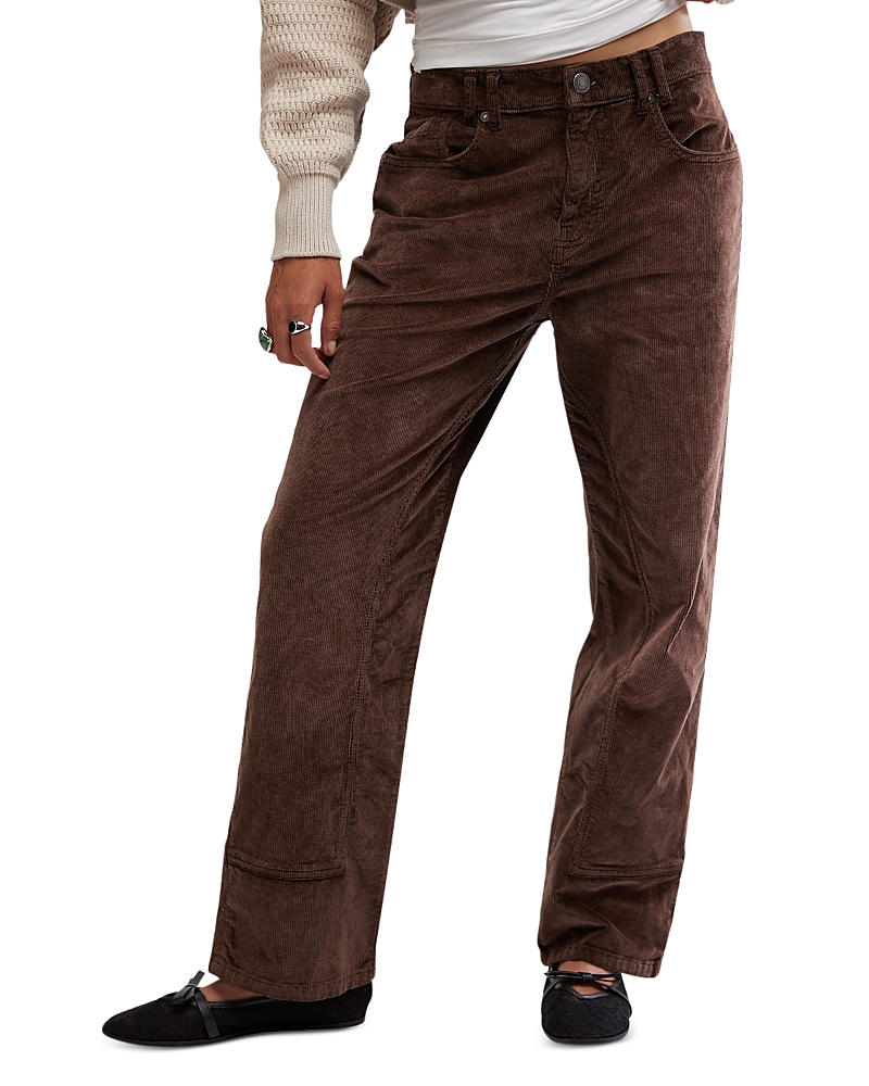 Shop Free People Risk Taker Corduroy High Rise Straight Jeans In Chocolate Truffle