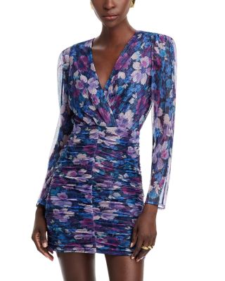 AQUA - Floral Knit Metallic Mini Dress - Exclusive