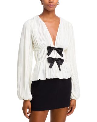 WAYF - Pleated Front Bow Top