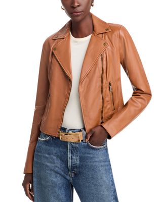 Michael kors cognac leather jacket hotsell