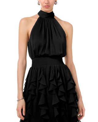 Sleeveless Cascading Ruffle Maxi Dress