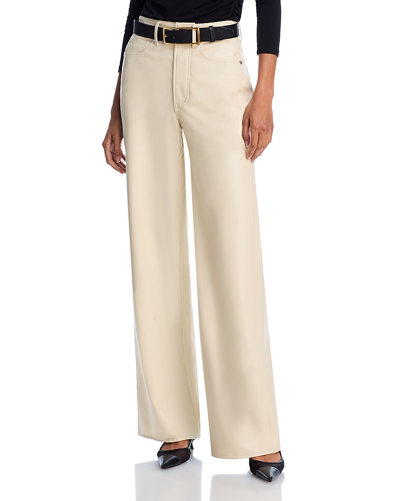 Veronica Beard Taylor High-rise Vegan Leather Jeans In Ecru