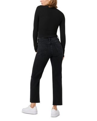 Remi Mid Rise Ankle Straight Jeans in Fade to Black