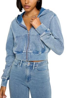 Good American - Jeanius Shrunken Zip Hoodie