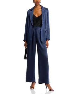 AQUA - Satin Blazer & Satin Wide Leg Pants - Exclusive