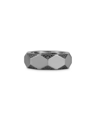 Men's 18K Black Gold & Black Diamond Faceted Hexagon Band Ring