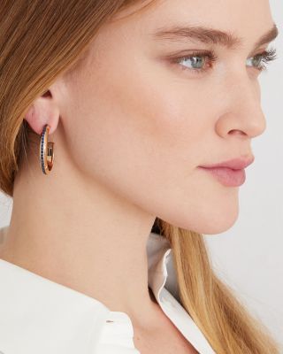 Grant 18K Rose Gold Blue Sapphire Hoop Earrings