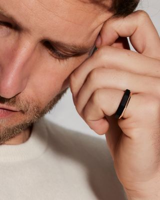 Men's 18K Rose Gold Ebony Sydney Hexagon Band