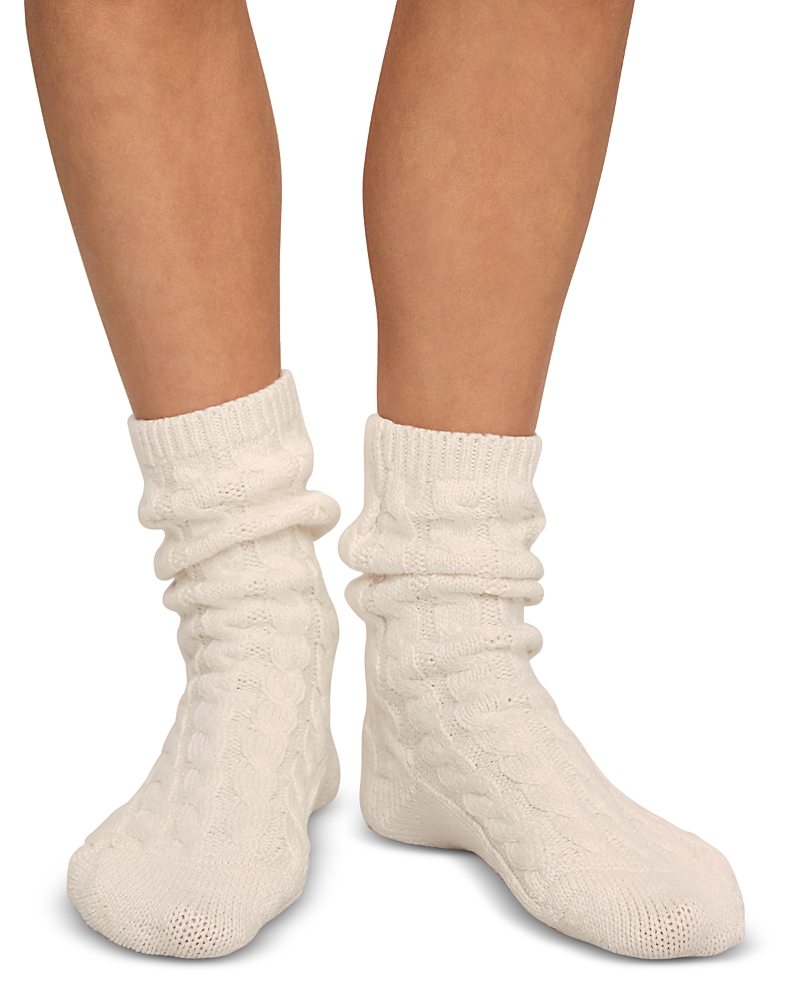 Eberjey Cozy Cable-knit Crew Socks In Ivory