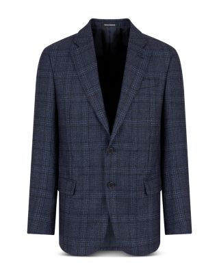 Deco Textured Plaid Wool Blazer