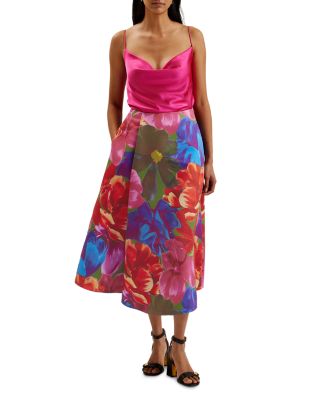 Joralee Printed Wrap Midi Skirt