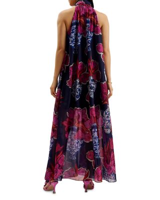 Kinosei Organza Tie Neck Halter Maxi Dress