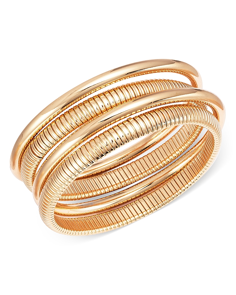 Aqua Bangle Bracelets In 14k Gold Plated, Set Of 4 - Exclusive In Gold