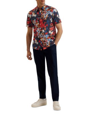 Printed Short Sleeve Button Front Shirt