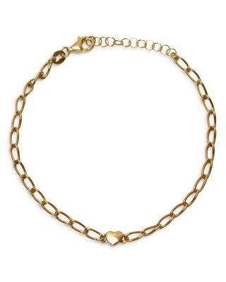 Argento Vivo Heart Charm Link Bracelet in 18K Gold Plated Sterling Silver