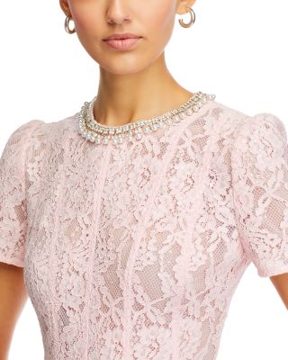 Pink Lace Embellished Midi Dress