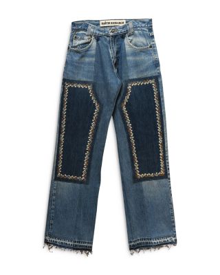 Kartik Research - Embroidered High Rise Trouser Jeans in Indigo