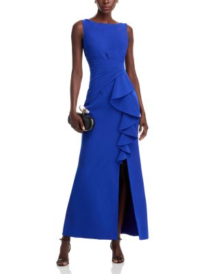 Sleeveless Cascading-Ruffle Gown