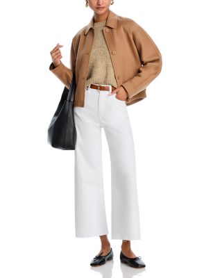 Anessa Raw Hem High Rise Cropped Wide Leg Jeans in Crisp White