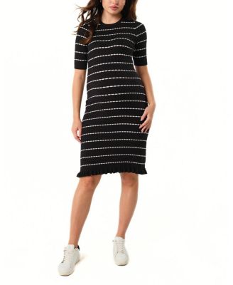  Women&#39;s Knee Length Striped Maternity &amp; Nursing Sweater Dress in Cotton Knit