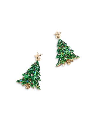 BAUBLEBAR - Pine-ing For You Pav&eacute; Christmas Tree Drop Earrings in Gold Tone