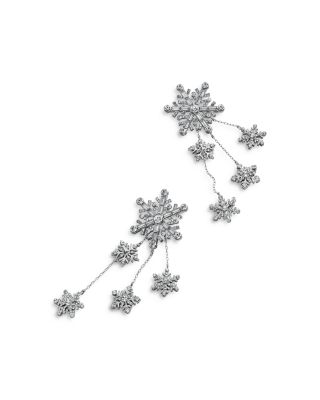 BAUBLEBAR - Best In Snow Crystal Snowflake Statement Earrings in Silver Tone